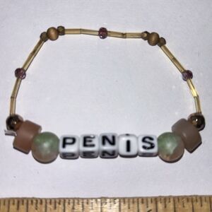 Handcrafted Beaded Stretch Bracelet Brown Y2K Aesthetic Novelty Gag Gift Jewelry